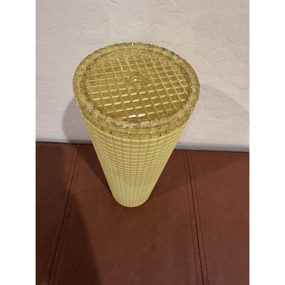 Starbucks Yellow Soft Touch Matte Grid Tumbler 24oz Cold Cup - NEW - No Straw - Picture 3 of 4